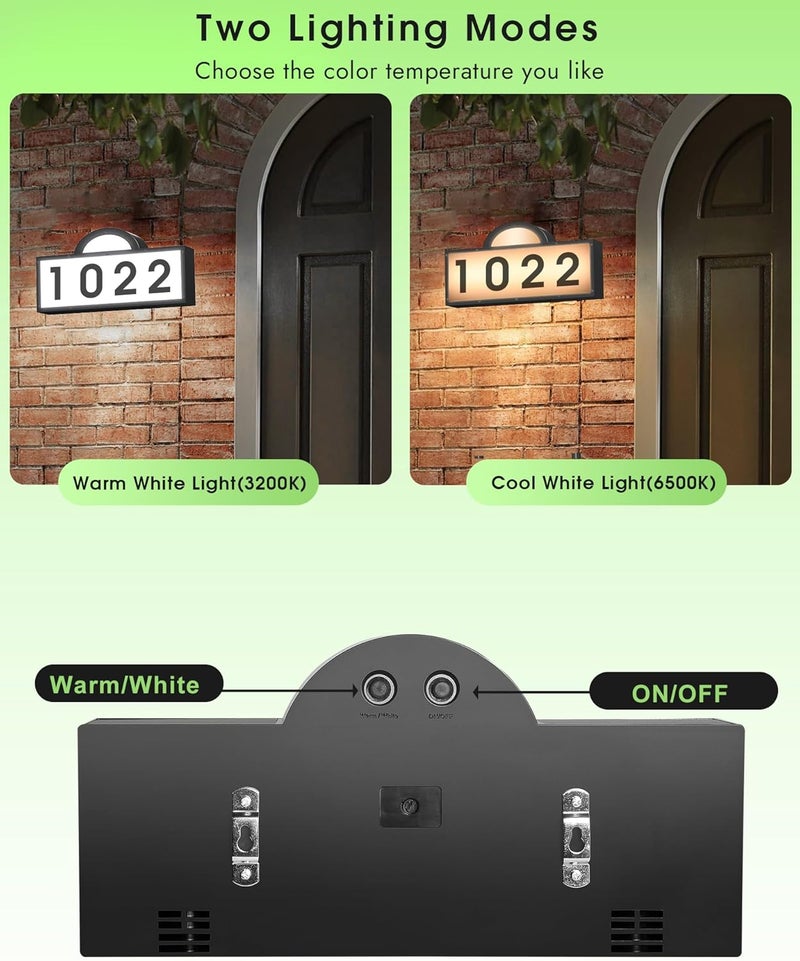 INDARUN Solar House Number Sign, Solar Address Signs for Yard, Modern Address Numbers Led Sign with Cool White & Warm White, Illuminated Large House Numbers, Street/Yard Signs for Outside, IP65 Waterproof - Image 2